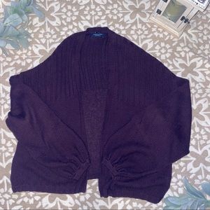 Maroon crop cardigan.